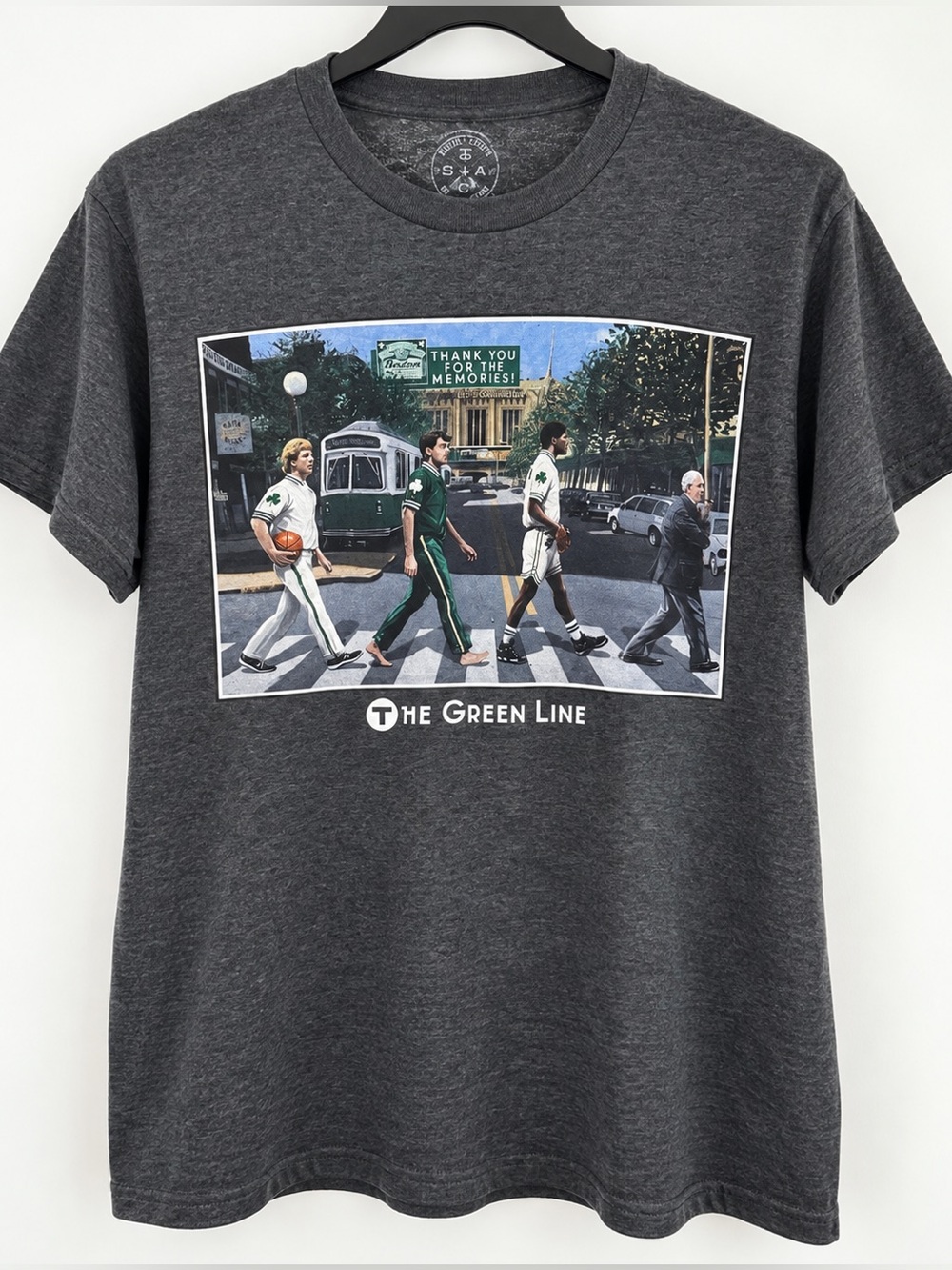 The Green Line Larry Bird Boston Celtics Gray Graphic Men's T-Shirt